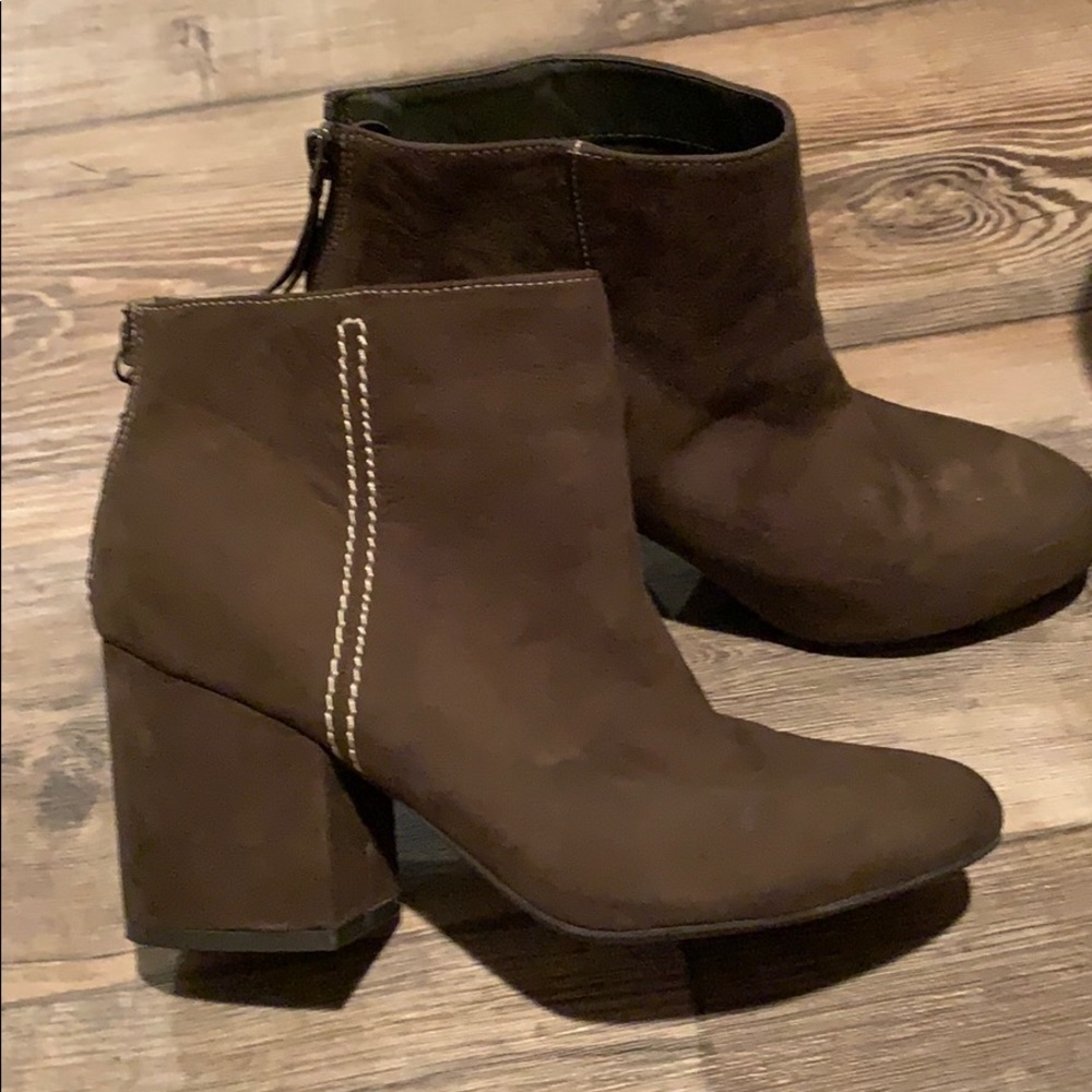 Dark brown suede booties